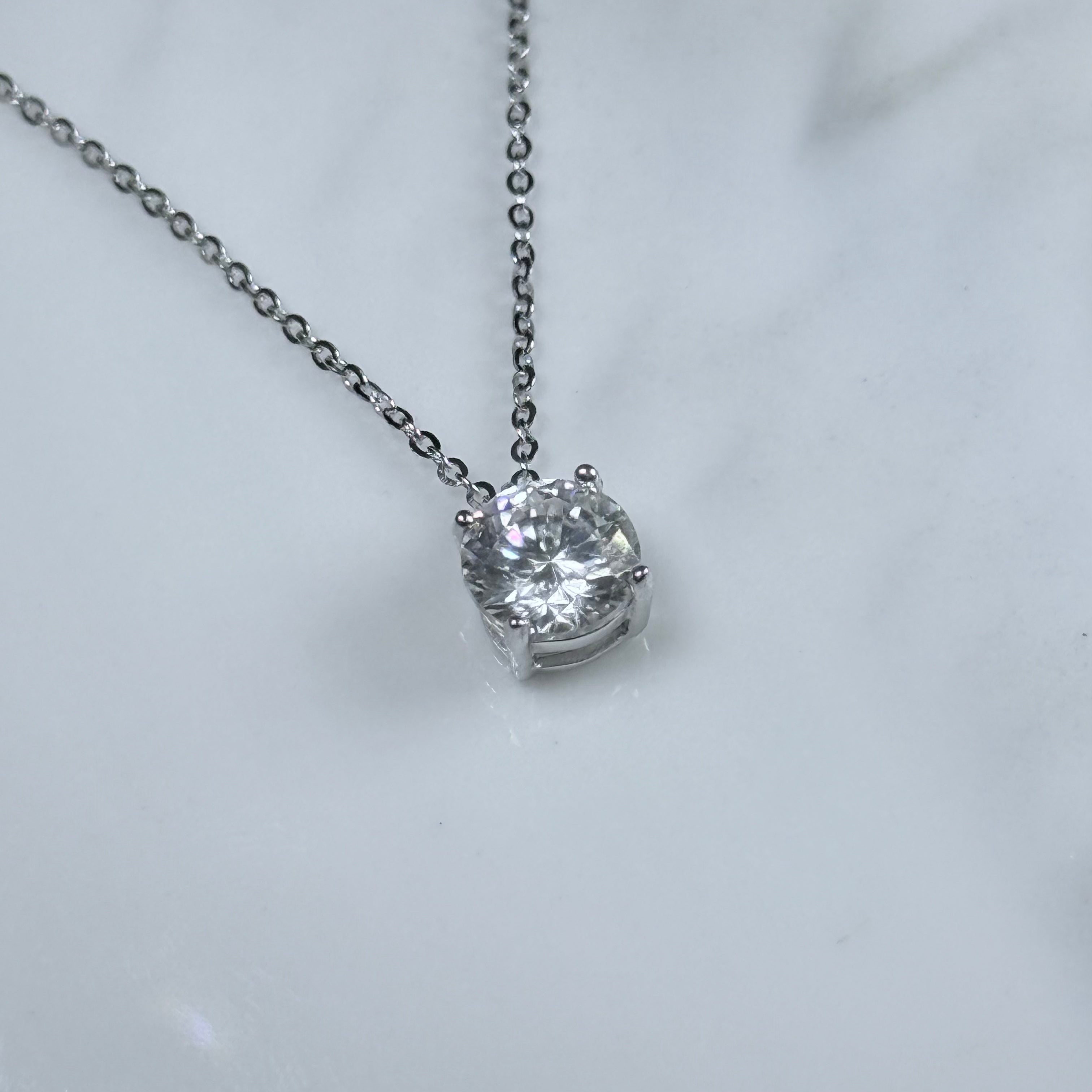 Classic Solitairet Moissanite 925 Silver Necklace