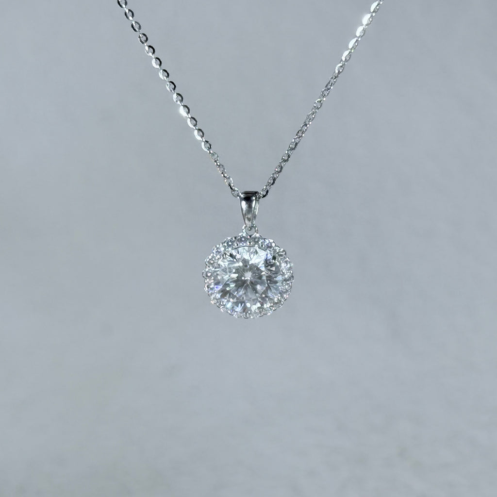 Radiant Halo Moissanite 925 Silver Necklace