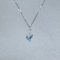 Celeste Blue Heart Moissanite 925 Silver Necklace