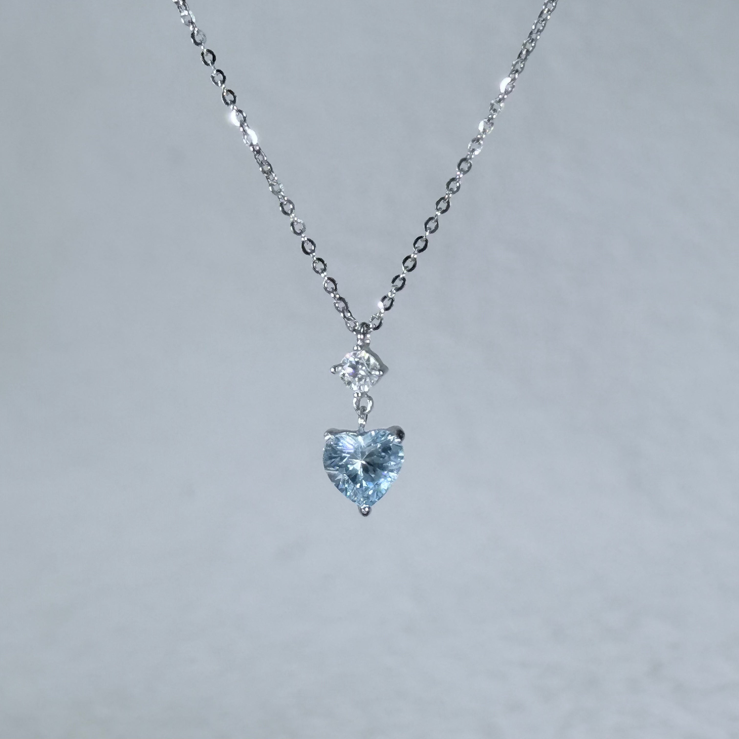 Celeste Blue Heart Moissanite 925 Silver Necklace