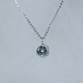 Icy Lavender Blue Luna Halo Moissanite 925 Silver Necklace