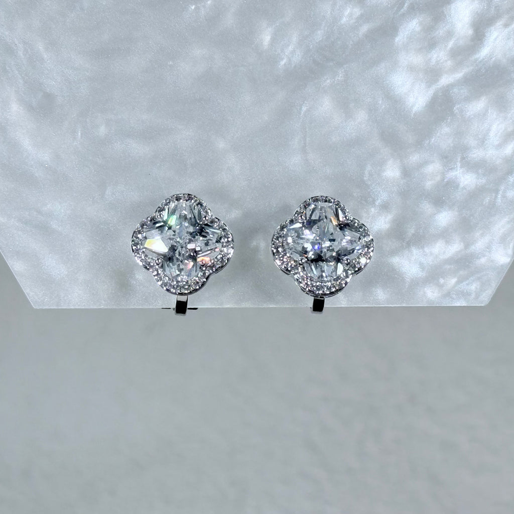 Brilliant Clover Crystal Clip-On Earrings