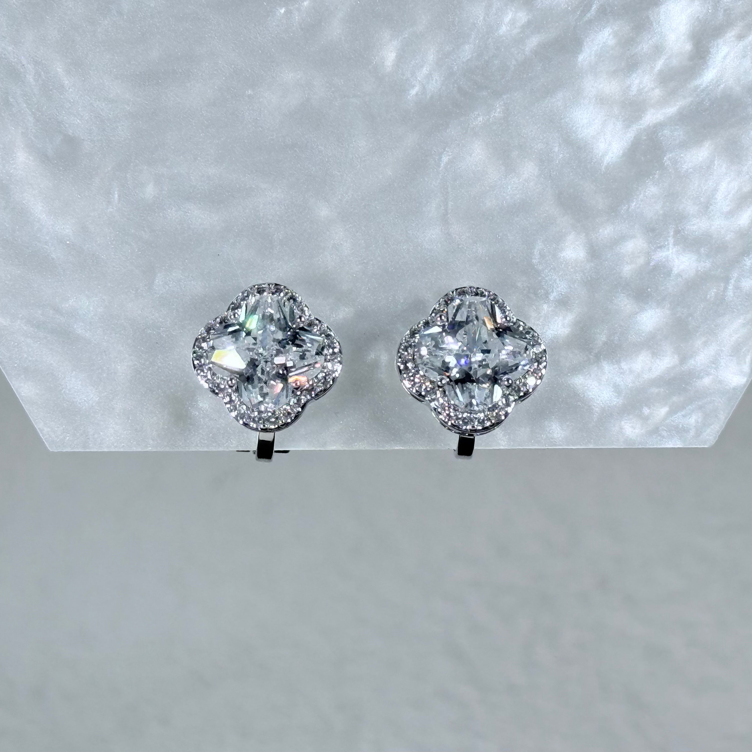Brilliant Clover Crystal Clip-On Earrings