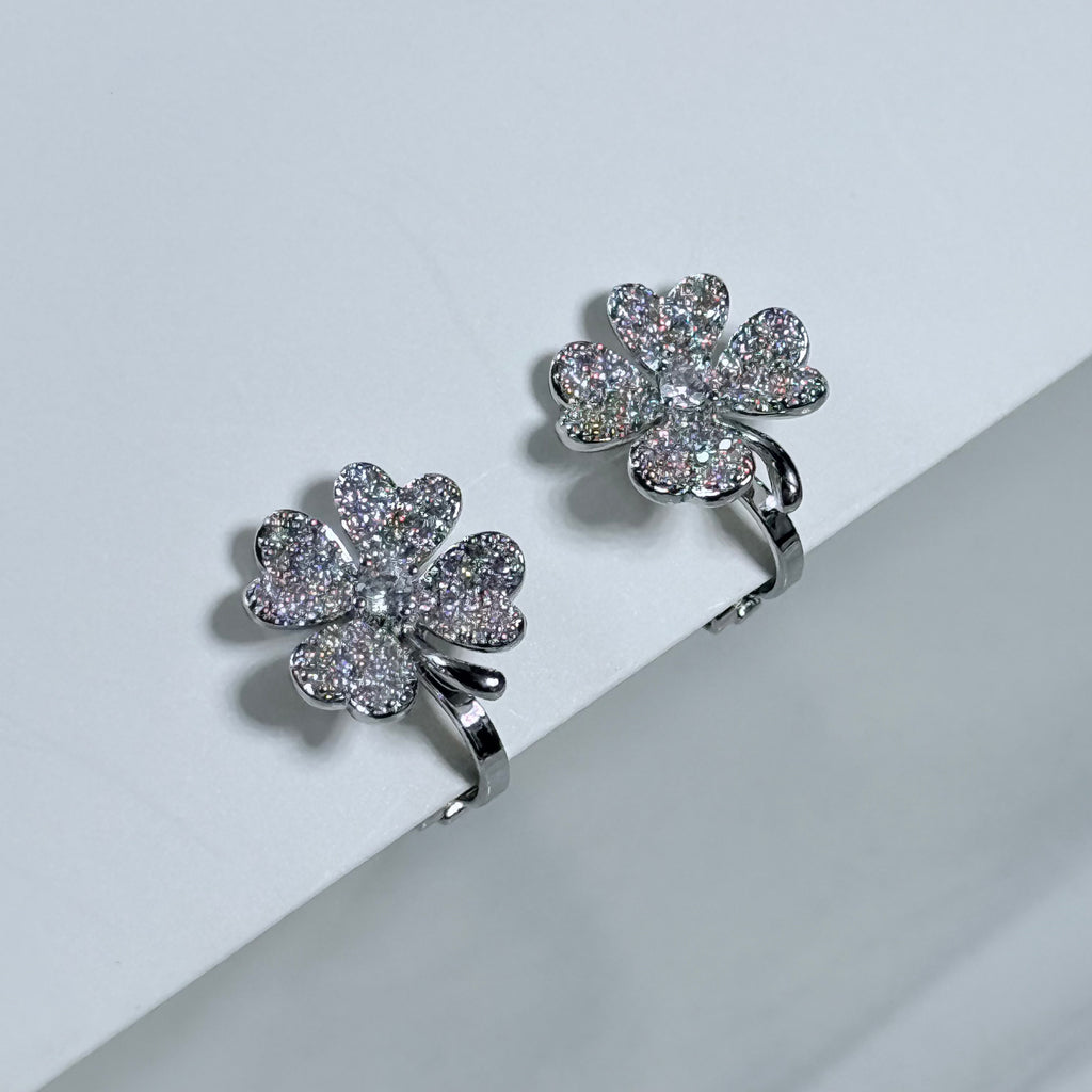 Pavé Crystal Clover Clip-On Earrings
