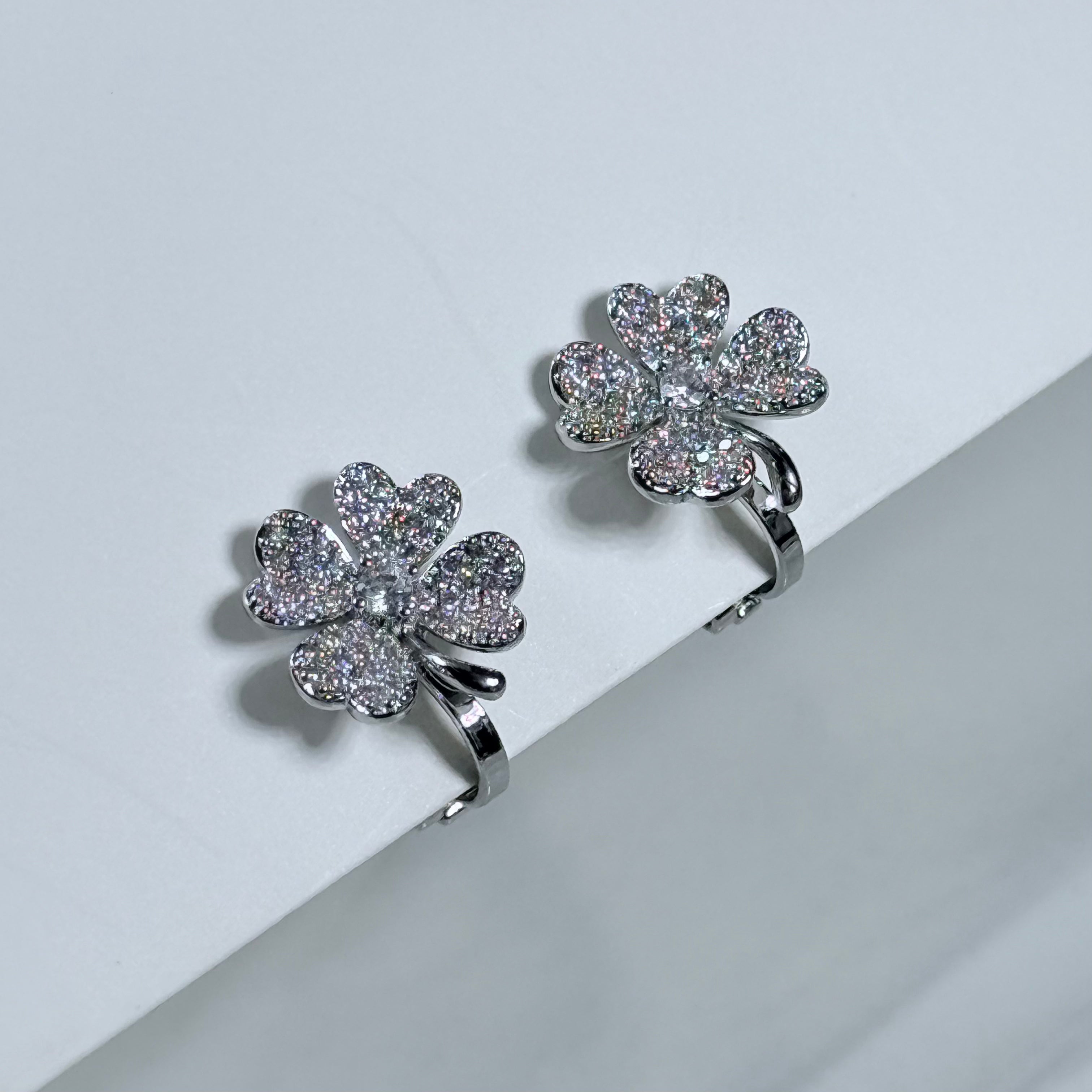 Pavé Crystal Clover Clip-On Earrings