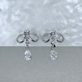 Crystal Bow Teardrop Clip-On Earrings