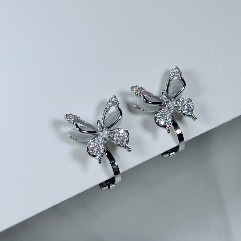 Cat’s Eye Crystal Butterfly Clip-On Earrings