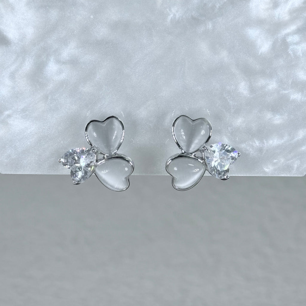 Cat’s Eye Heart Clover Clip-On Earrings