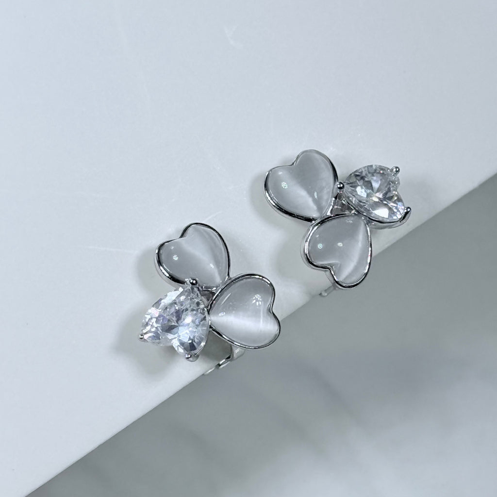 Cat’s Eye Heart Clover Clip-On Earrings