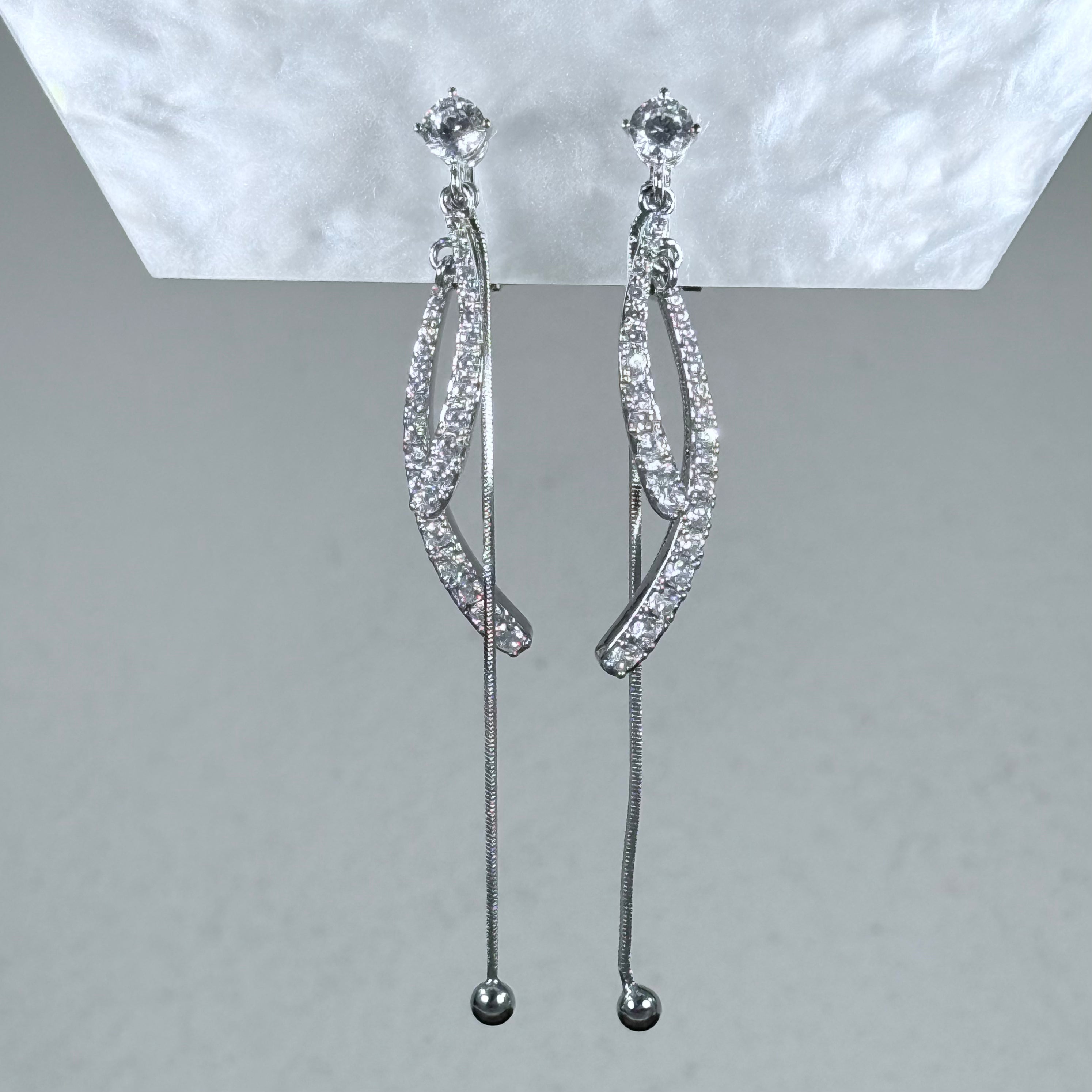Twisted Crystal Drop Clip-On Earrings