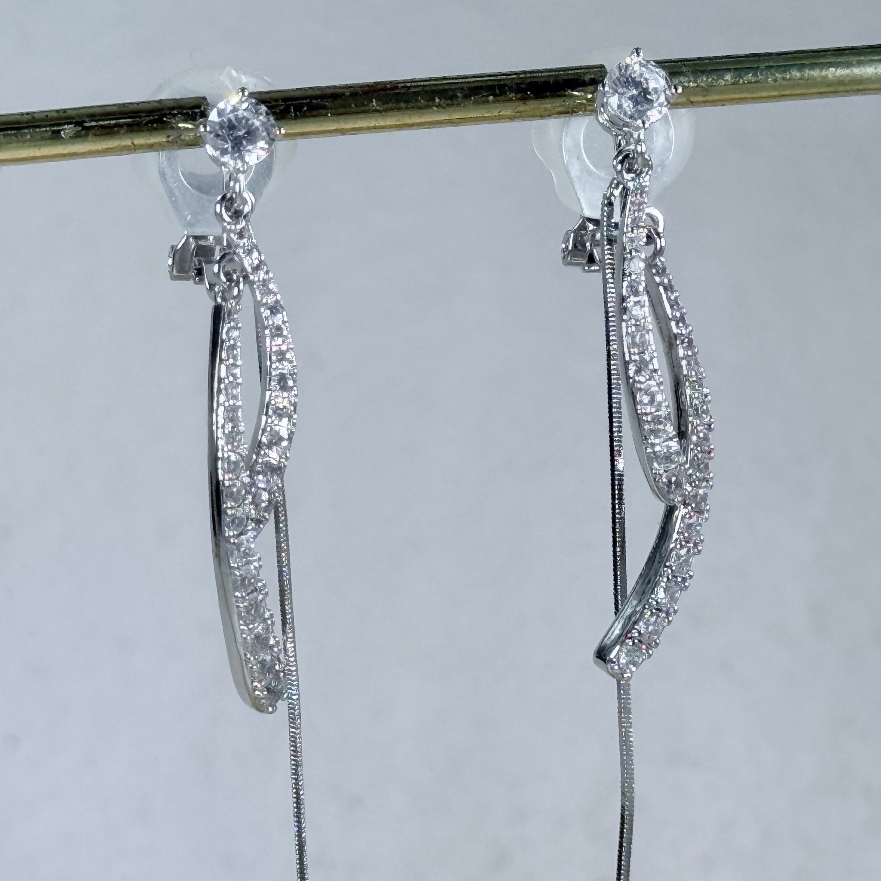 Twisted Crystal Drop Clip-On Earrings