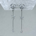 Crystal Butterfly Teardrop Tassel Clip-On Earrings