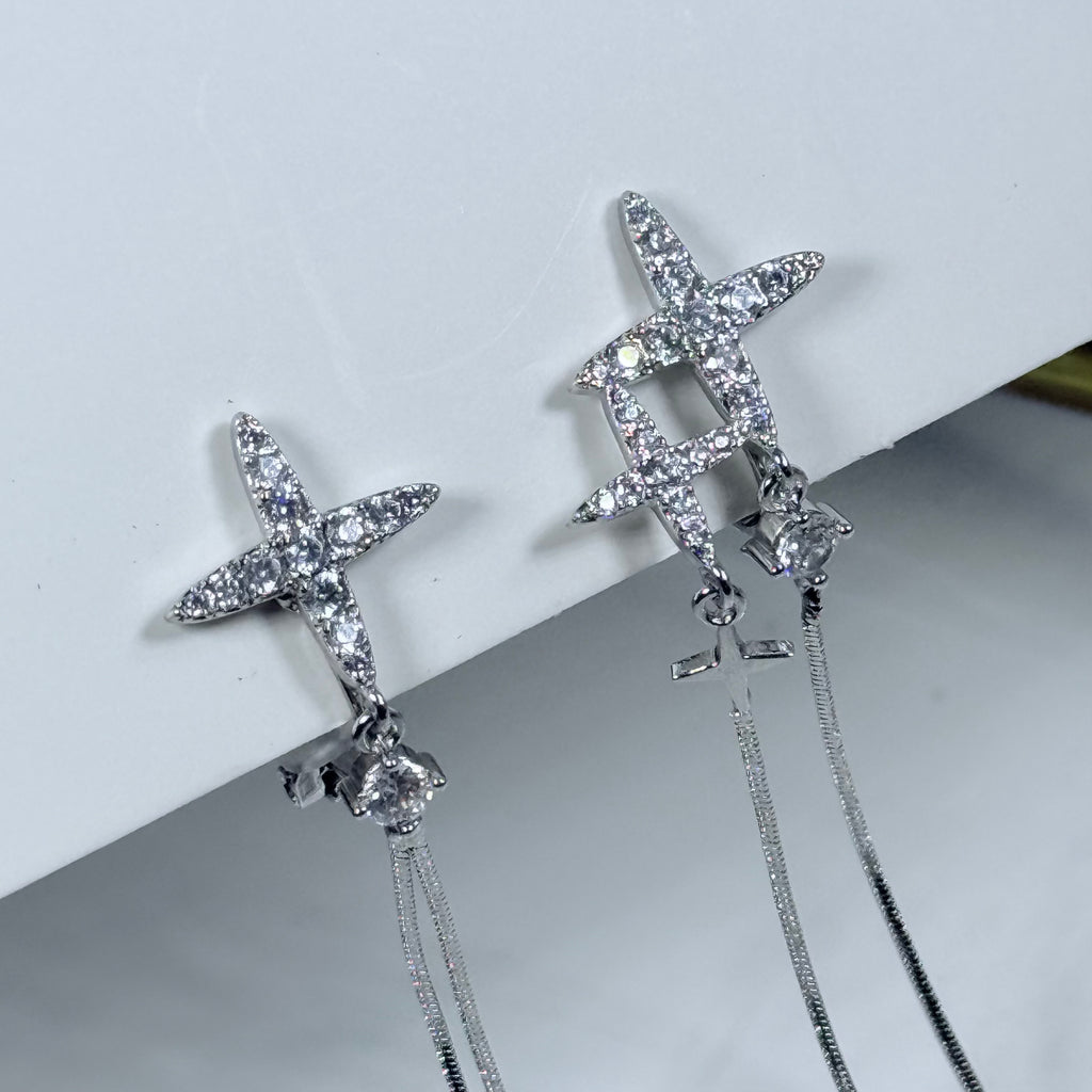 Starlight Crystal Tassel Clip-On Earrings