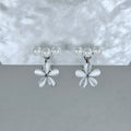 Pearl Bloom Cat Eye Clip-On Earrings
