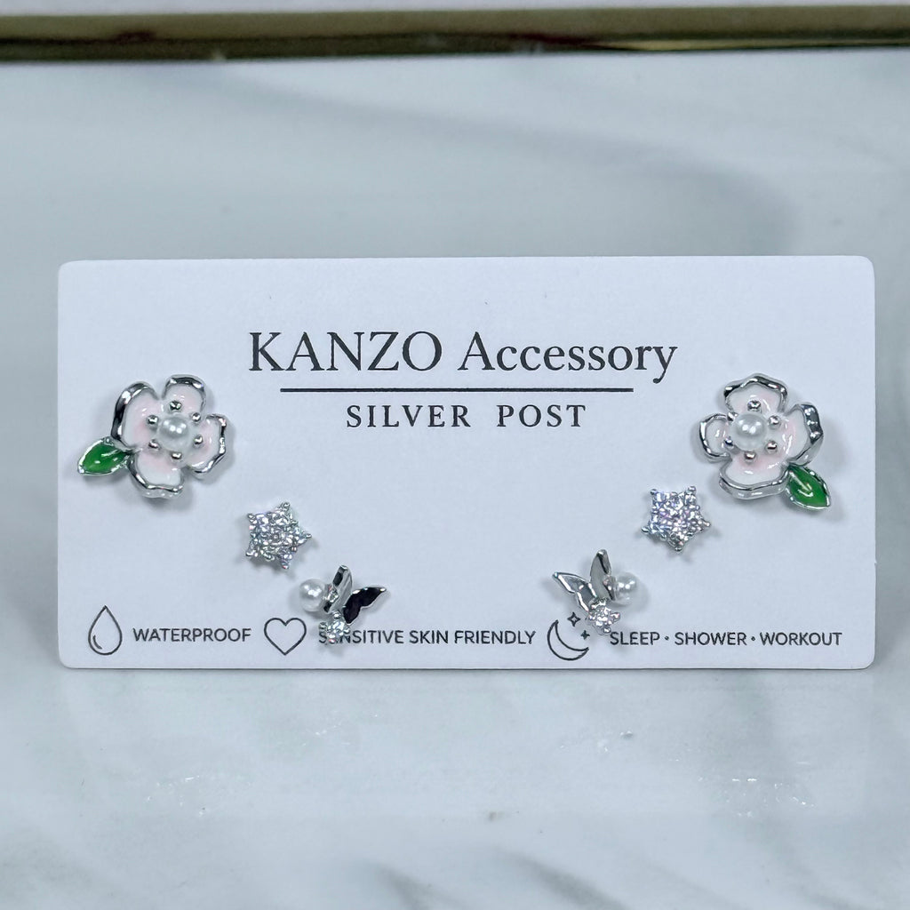 Blooming Butterfly 3-Pair Earring Set