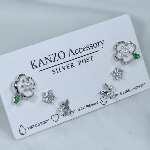 Blooming Butterfly 3-Pair Earring Set