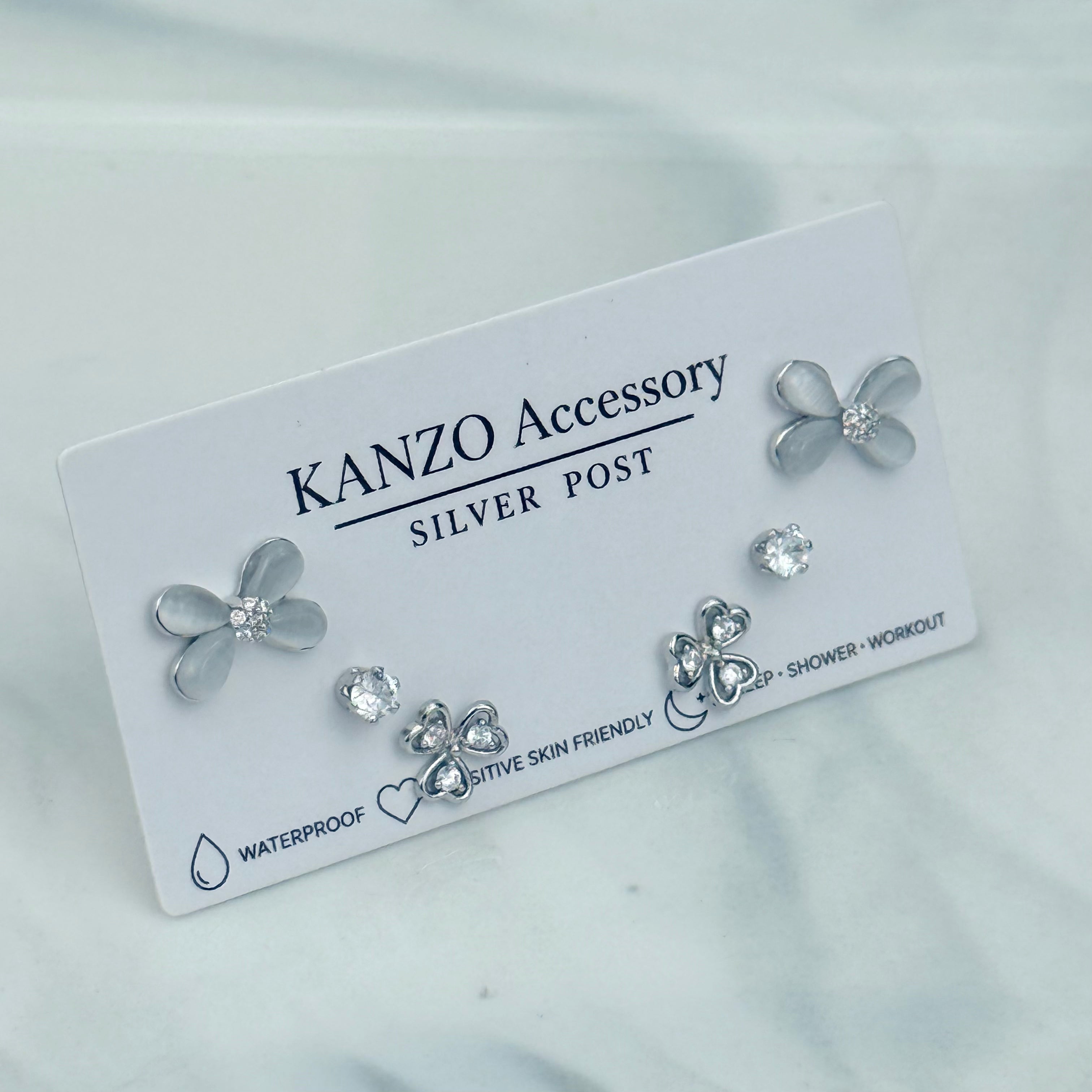 Cat’s Eye Bloom 3-Pair Stud Earring Set
