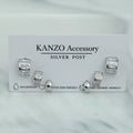 Crystal Half-Hoop 3-Pair Stud Earring Set
