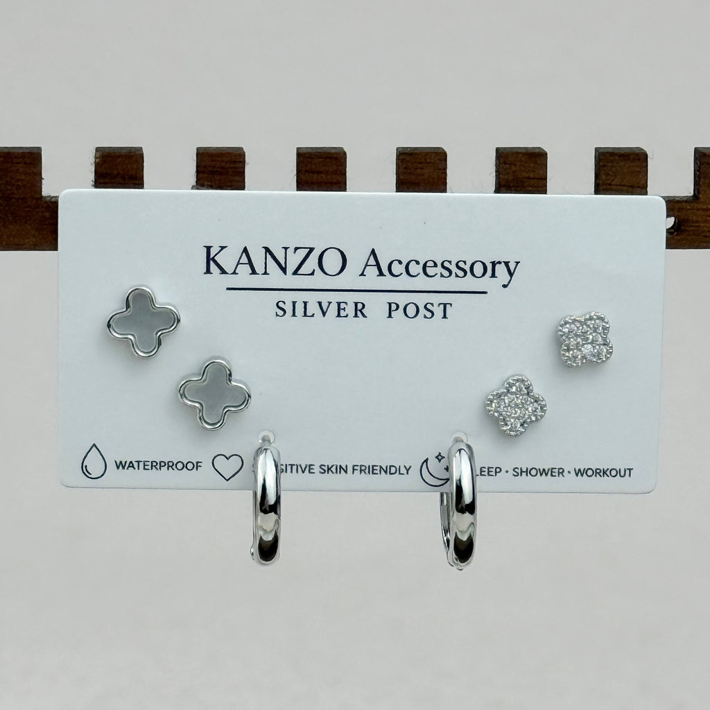 Clover 3-Pair Mixed Earring Set