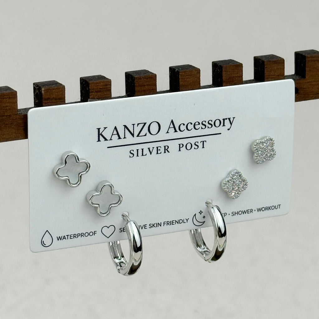 Clover 3-Pair Mixed Earring Set