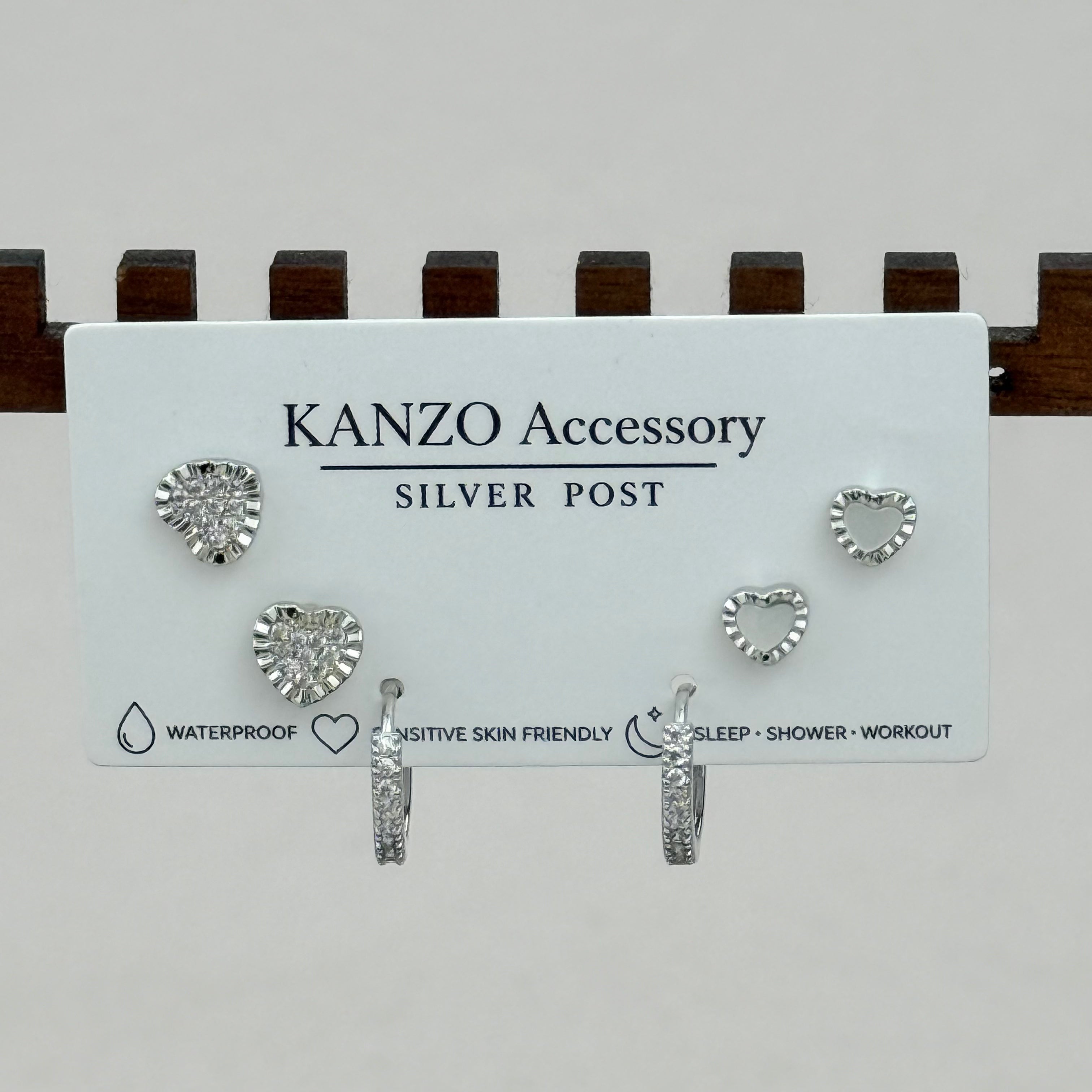 Sparkling Heart 3-Pair Mixed Earring Set