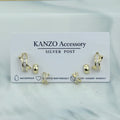 Twist 3-Pair Stud Earring Set (Gold）