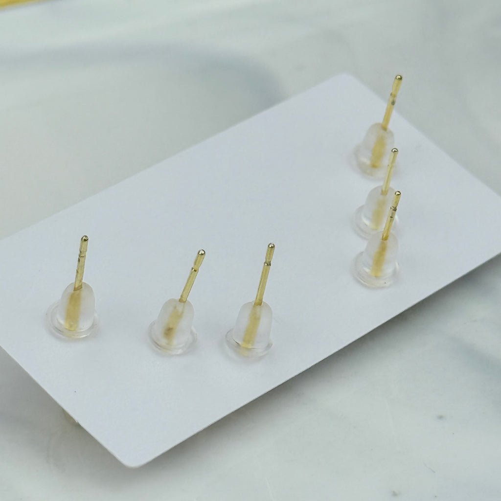Twist 3-Pair Stud Earring Set (Gold）