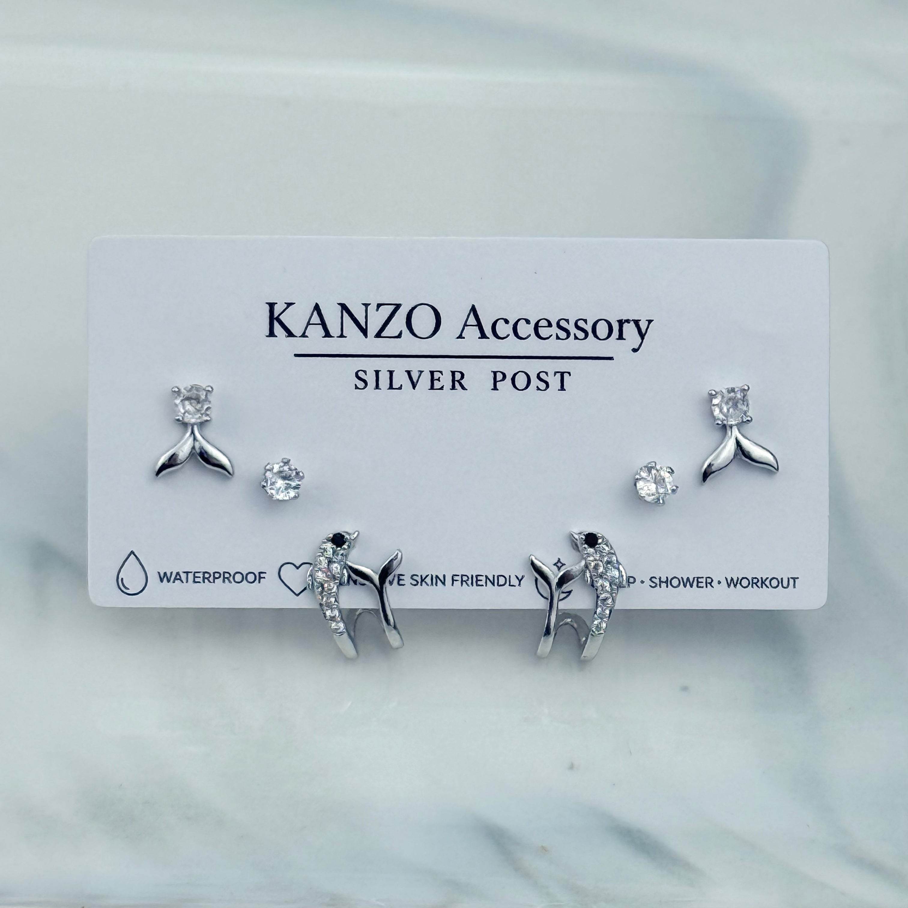 Ocean Charm 3-Pair Stud Earring Set