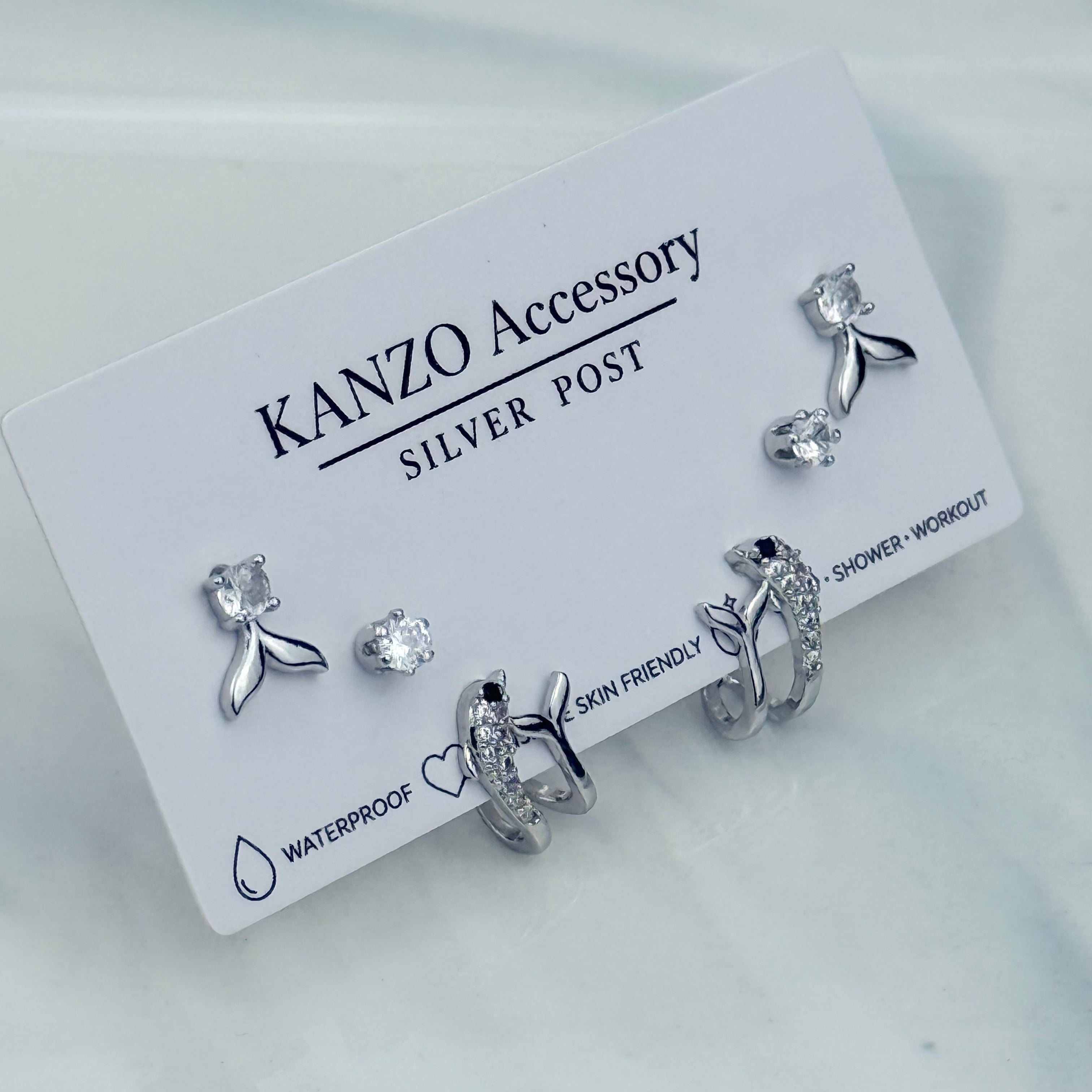 Ocean Charm 3-Pair Stud Earring Set