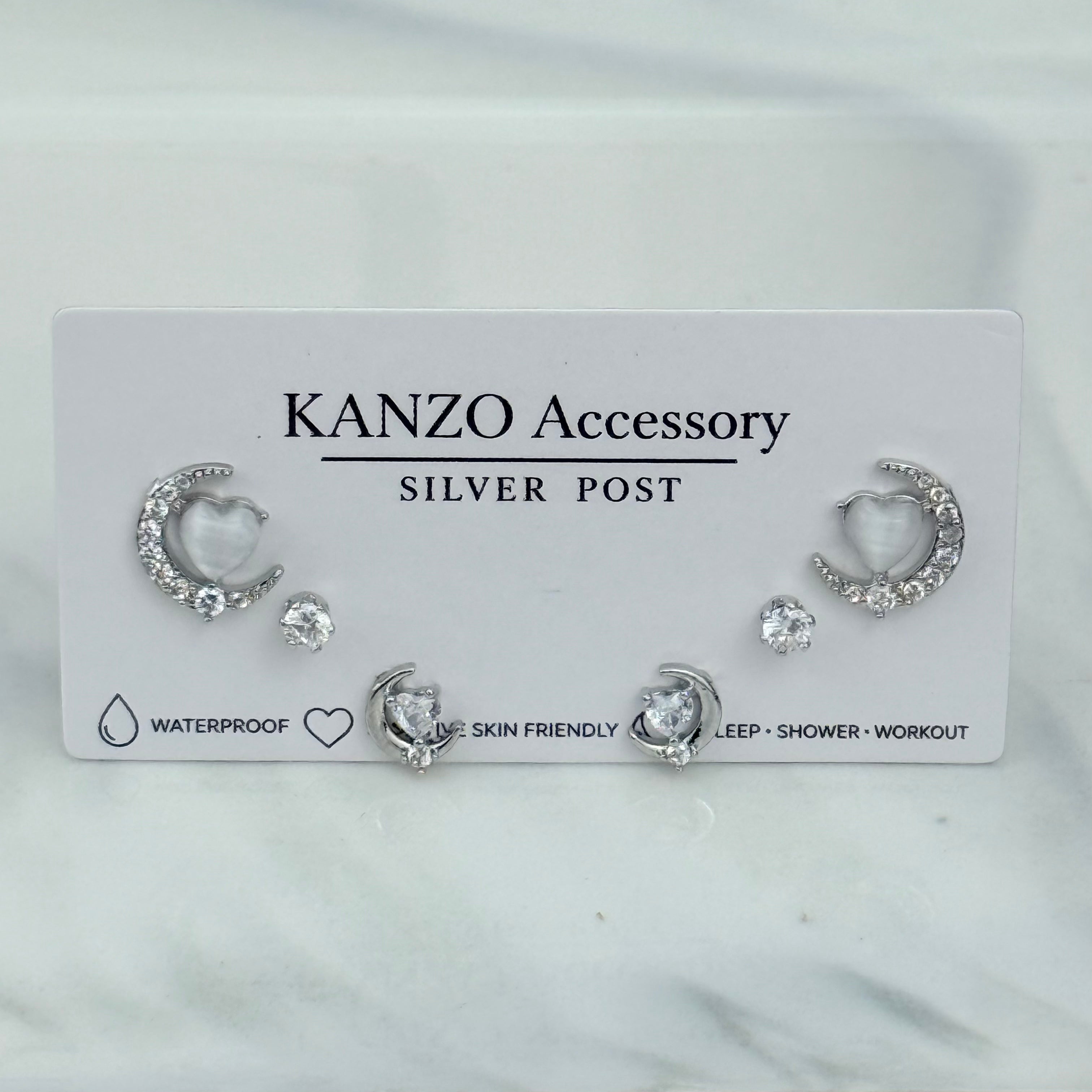 Cat’s Eye Moonlight 3-Pair Stud Earring Set