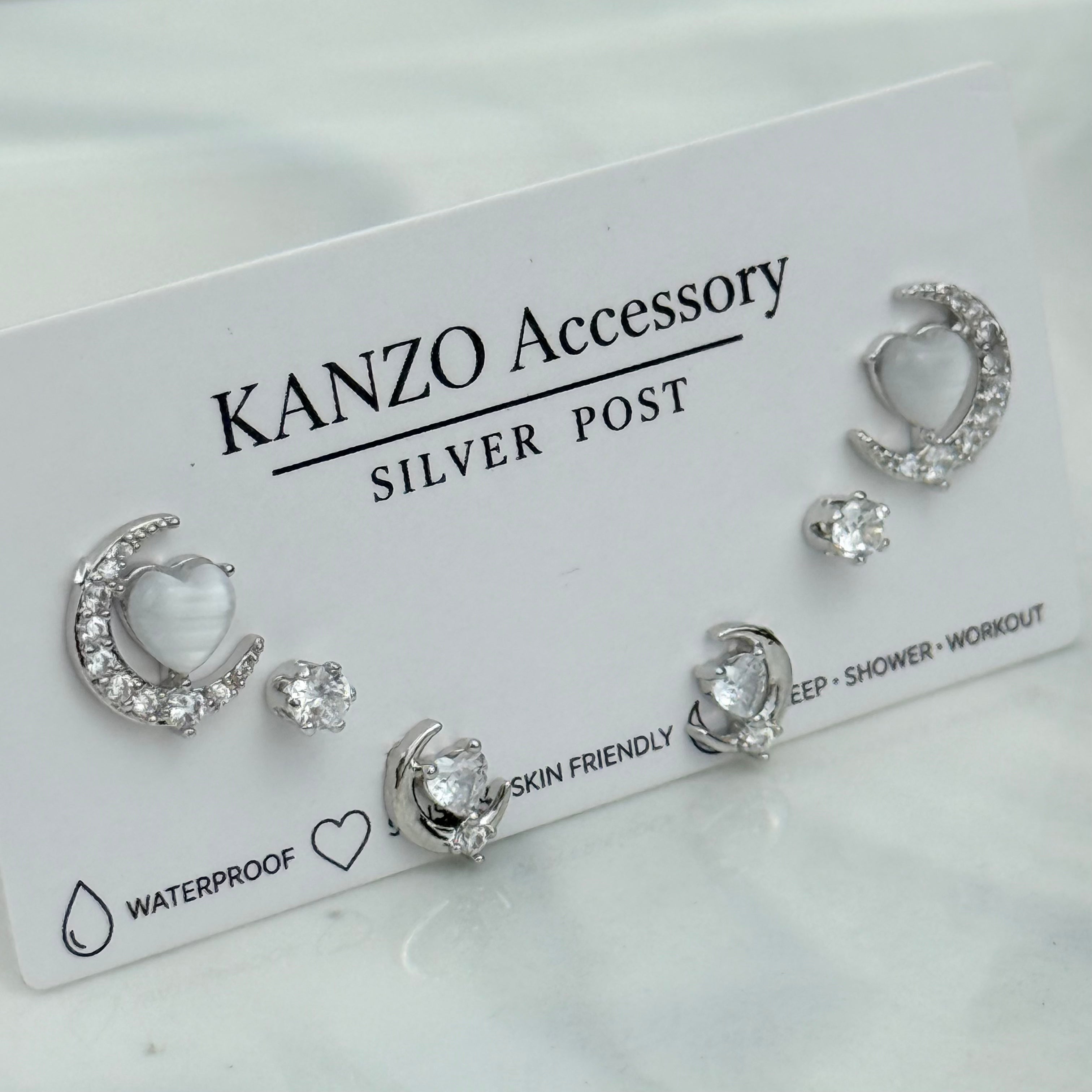 Cat’s Eye Moonlight 3-Pair Stud Earring Set