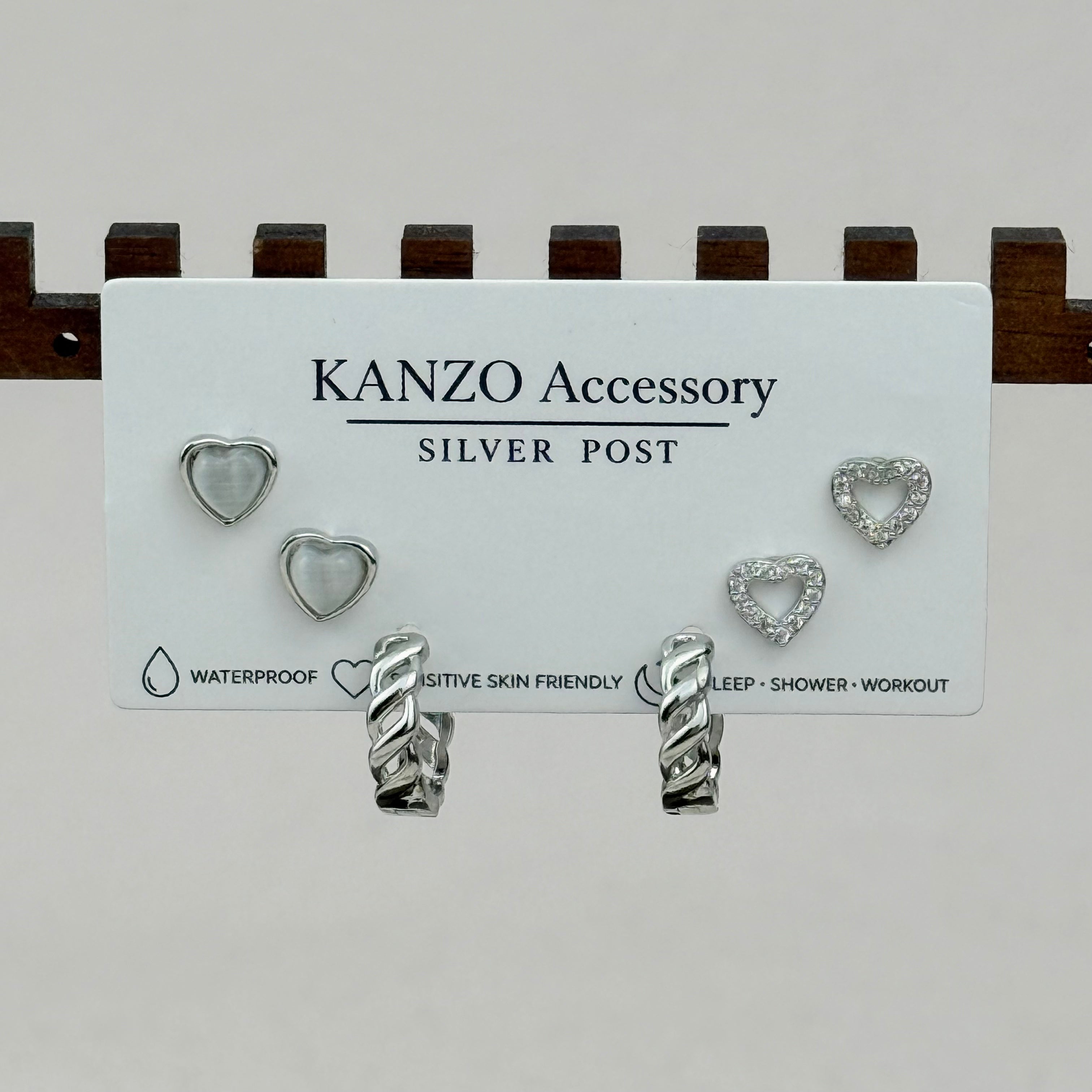 Heart Twist 3-Pair Mixed Earring Set