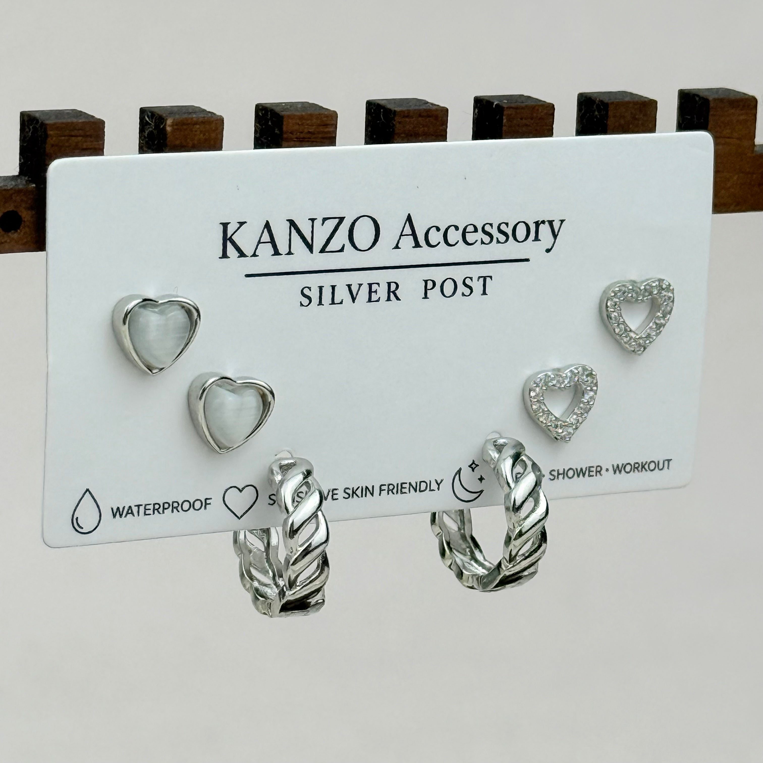 Heart Twist 3-Pair Mixed Earring Set