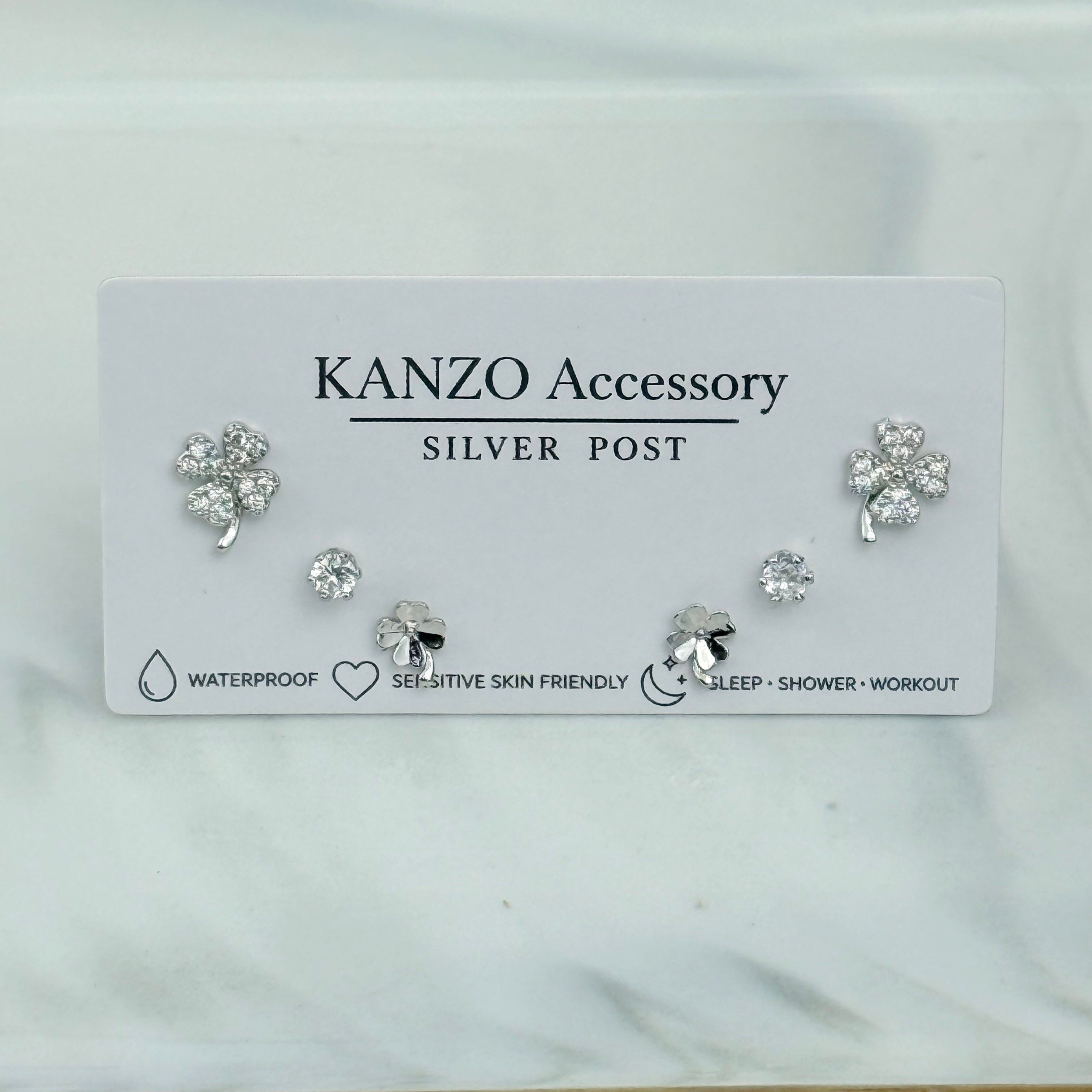 Mini Lucky Clover 3-Pair Stud Earring Set
