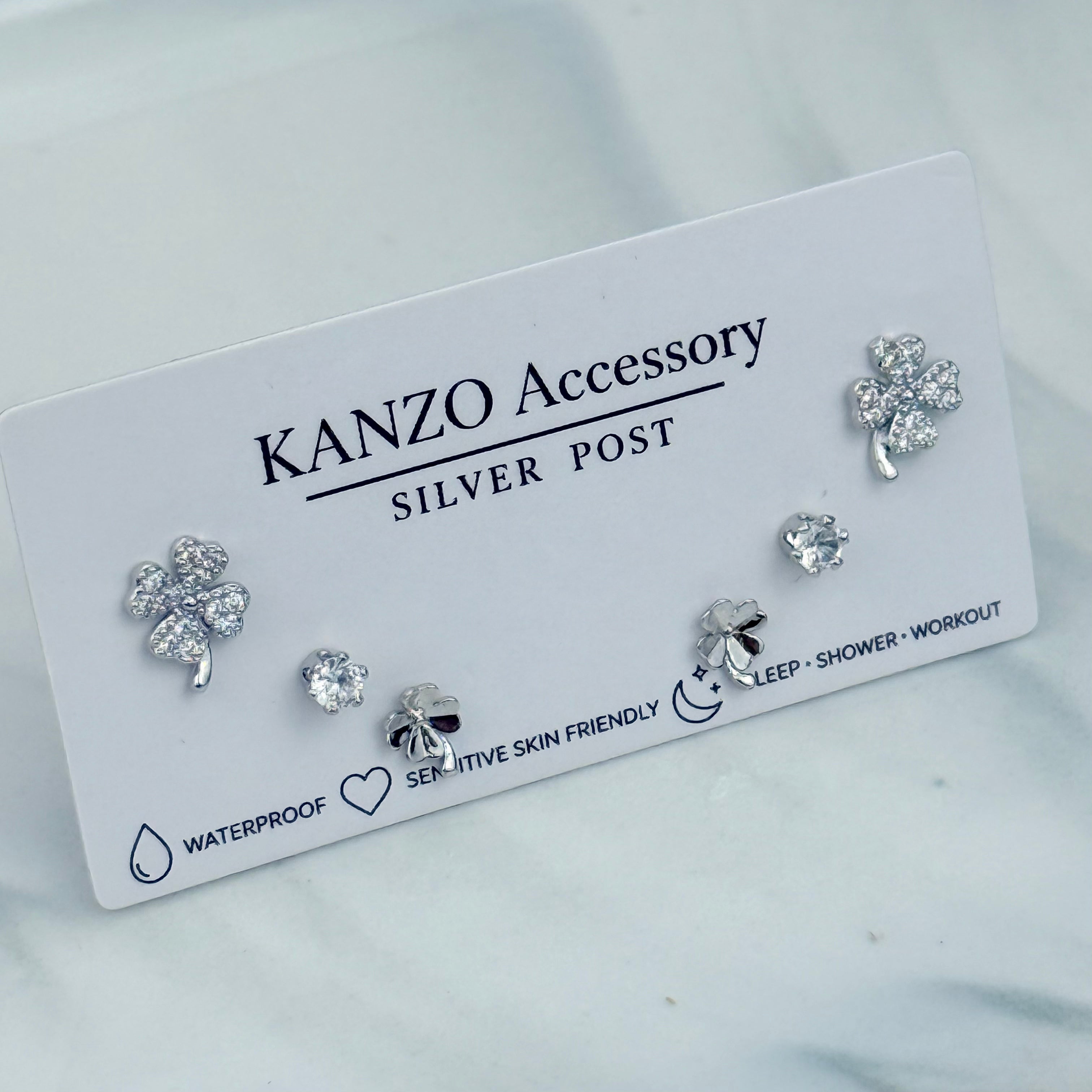 Mini Lucky Clover 3-Pair Stud Earring Set