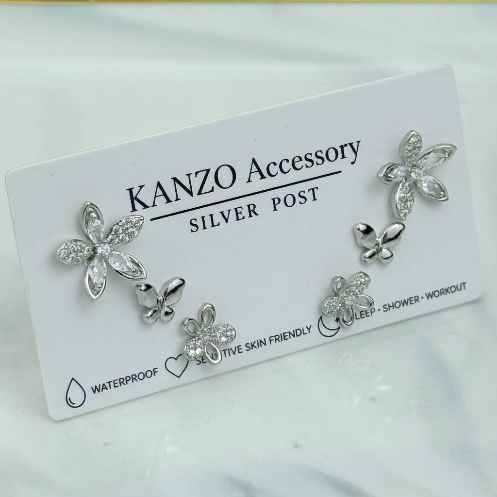 Mini Butterfly Bloom 3-Pair Stud Earring Set