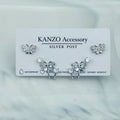 Butterfly Sparkle 3-Pair Stud Earring Set