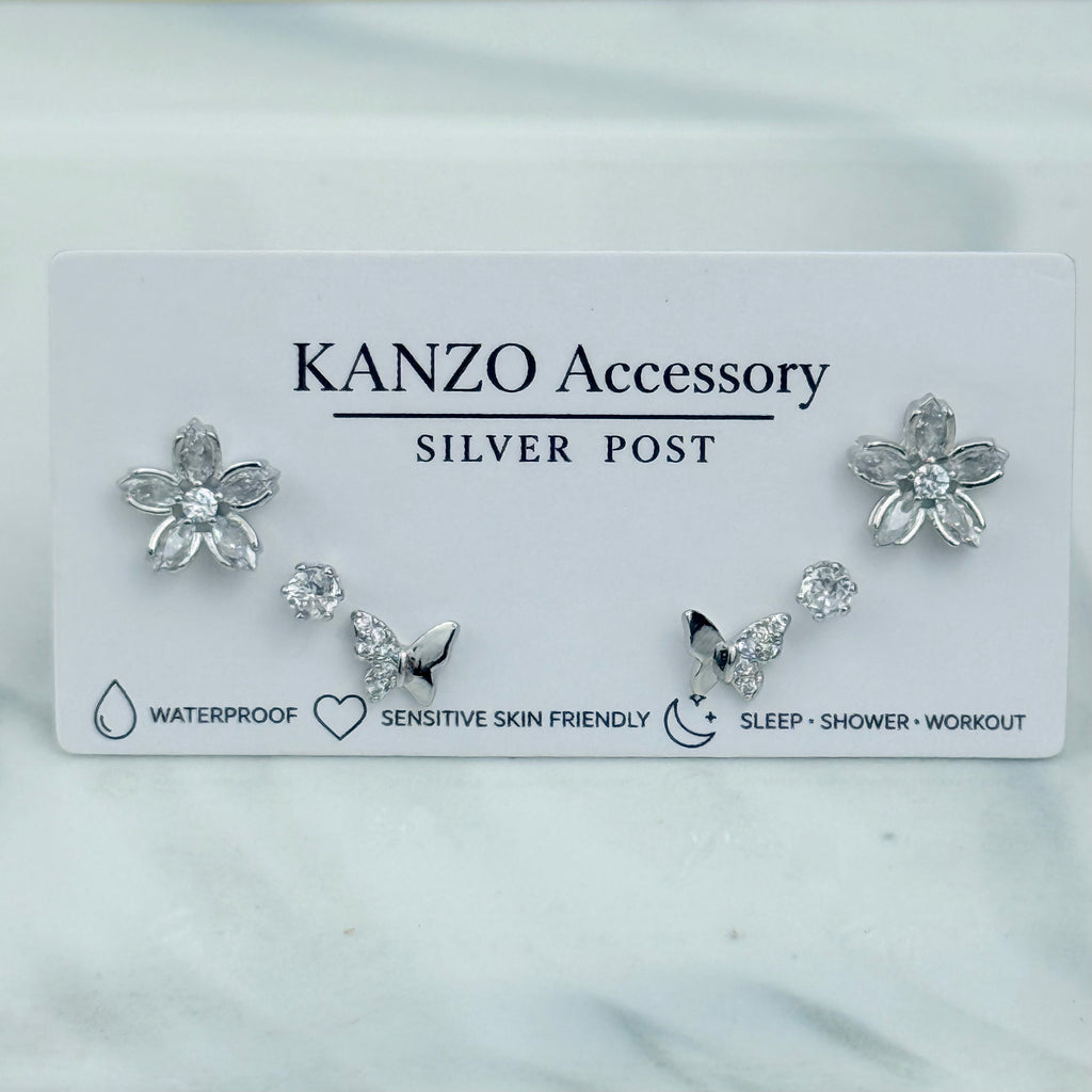Butterfly Garden 3-Pair Stud Earring Set