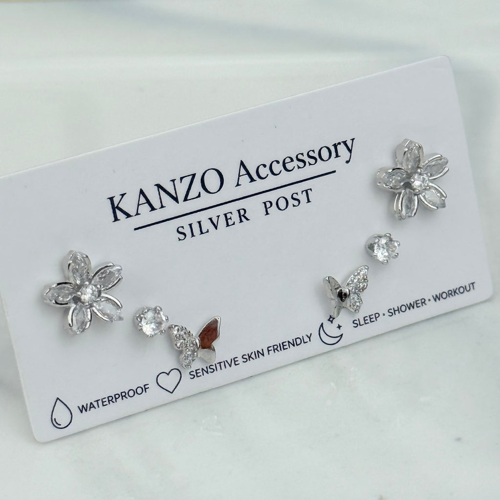 Butterfly Garden 3-Pair Stud Earring Set