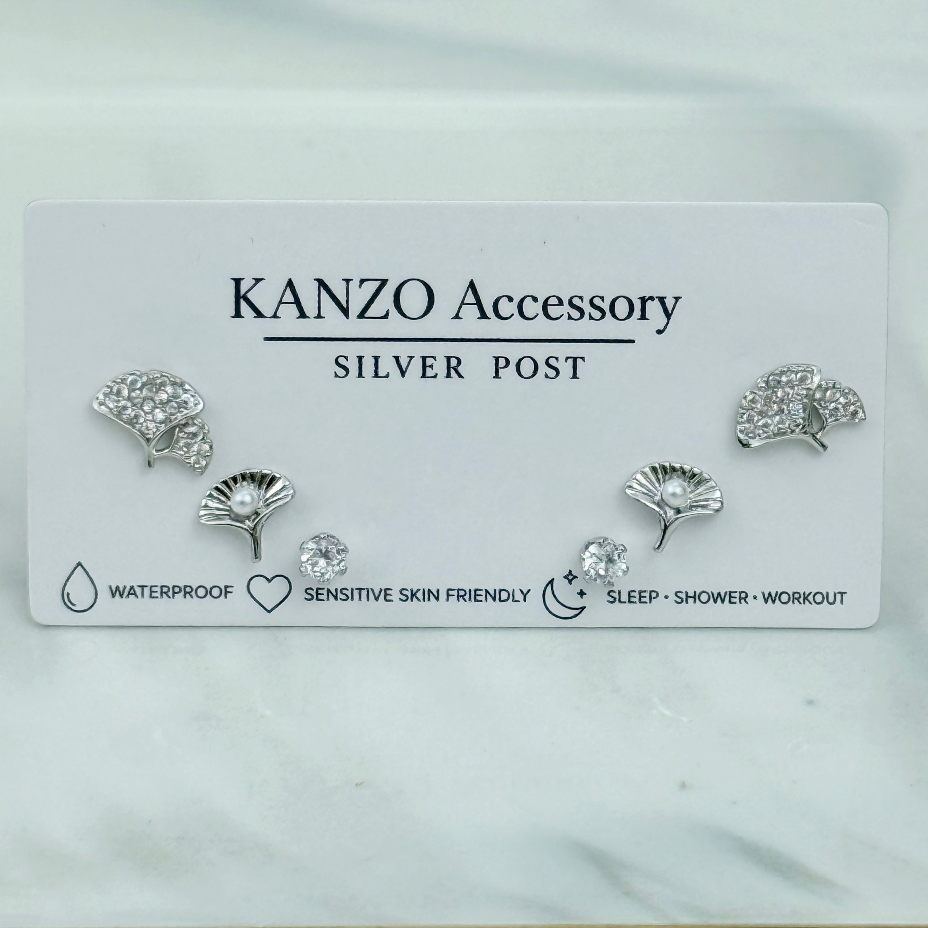 Ginkgo Pearl 3-Pair Stud Earring Set