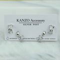 Twist 3-Pair Stud Earring Set (Silver）