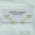 Cat’s Eye Fox 3-Pair Stud Earring Set  (Gold)