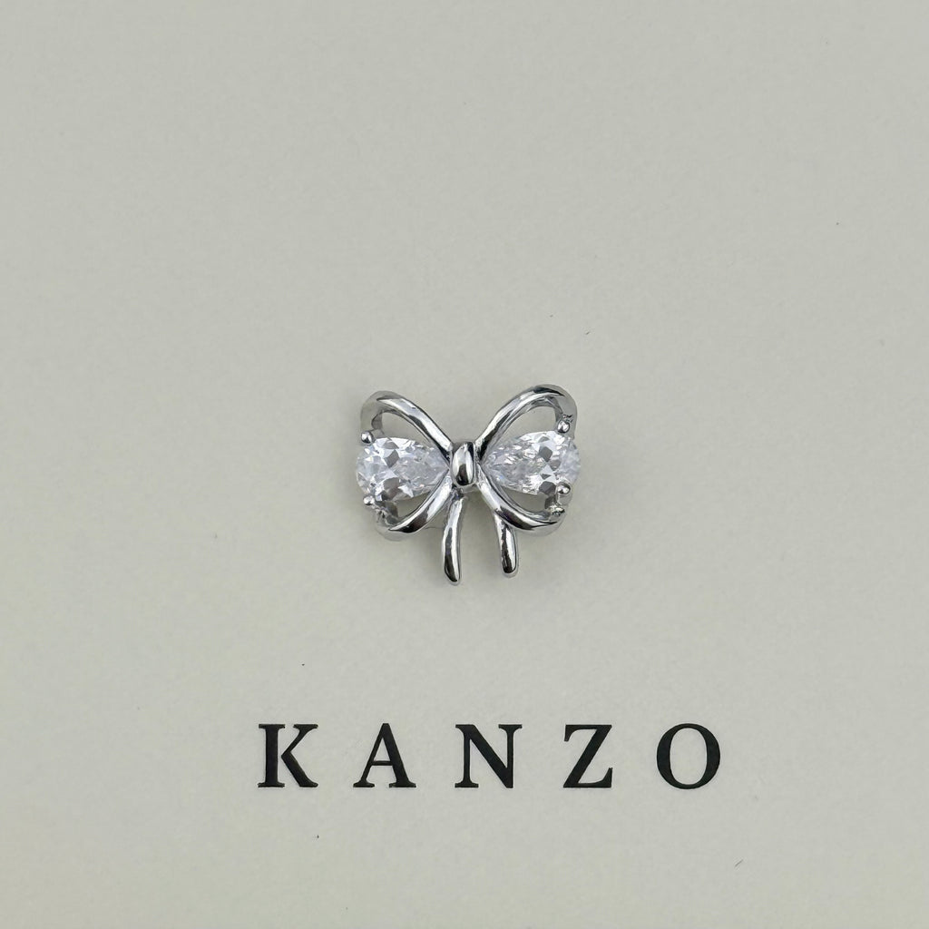 Crystal Bow Surgical Steel Flat Back Stud Earrings
