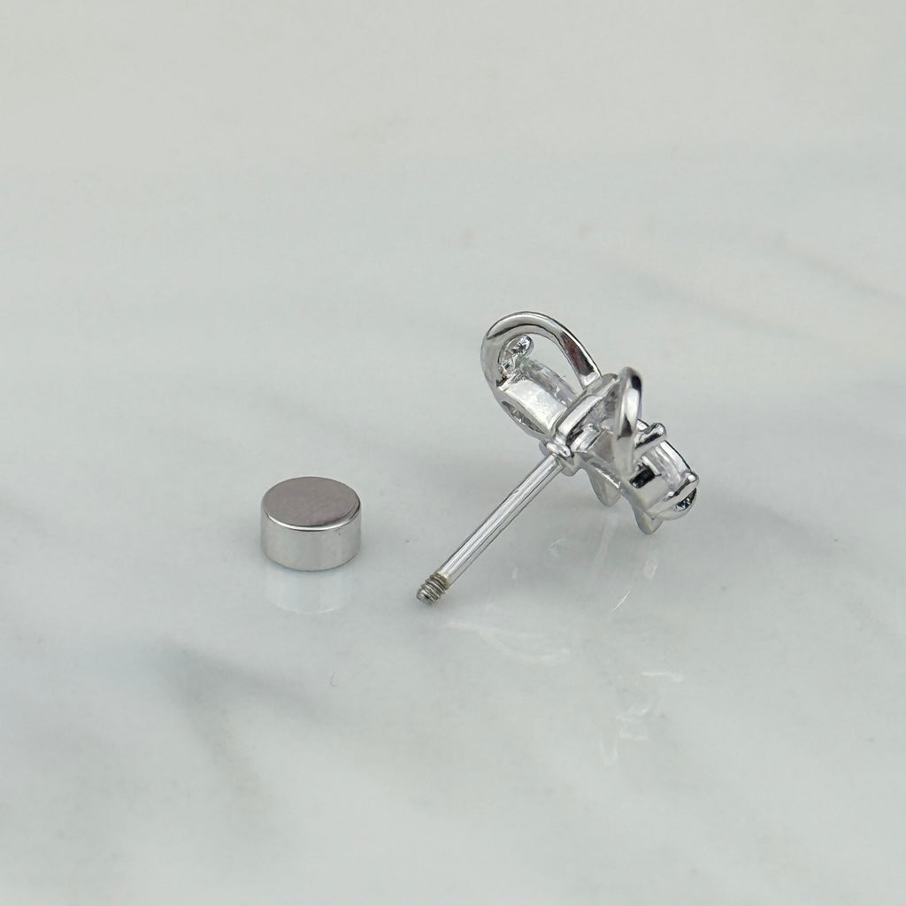 Crystal Bow Surgical Steel Flat Back Stud Earrings