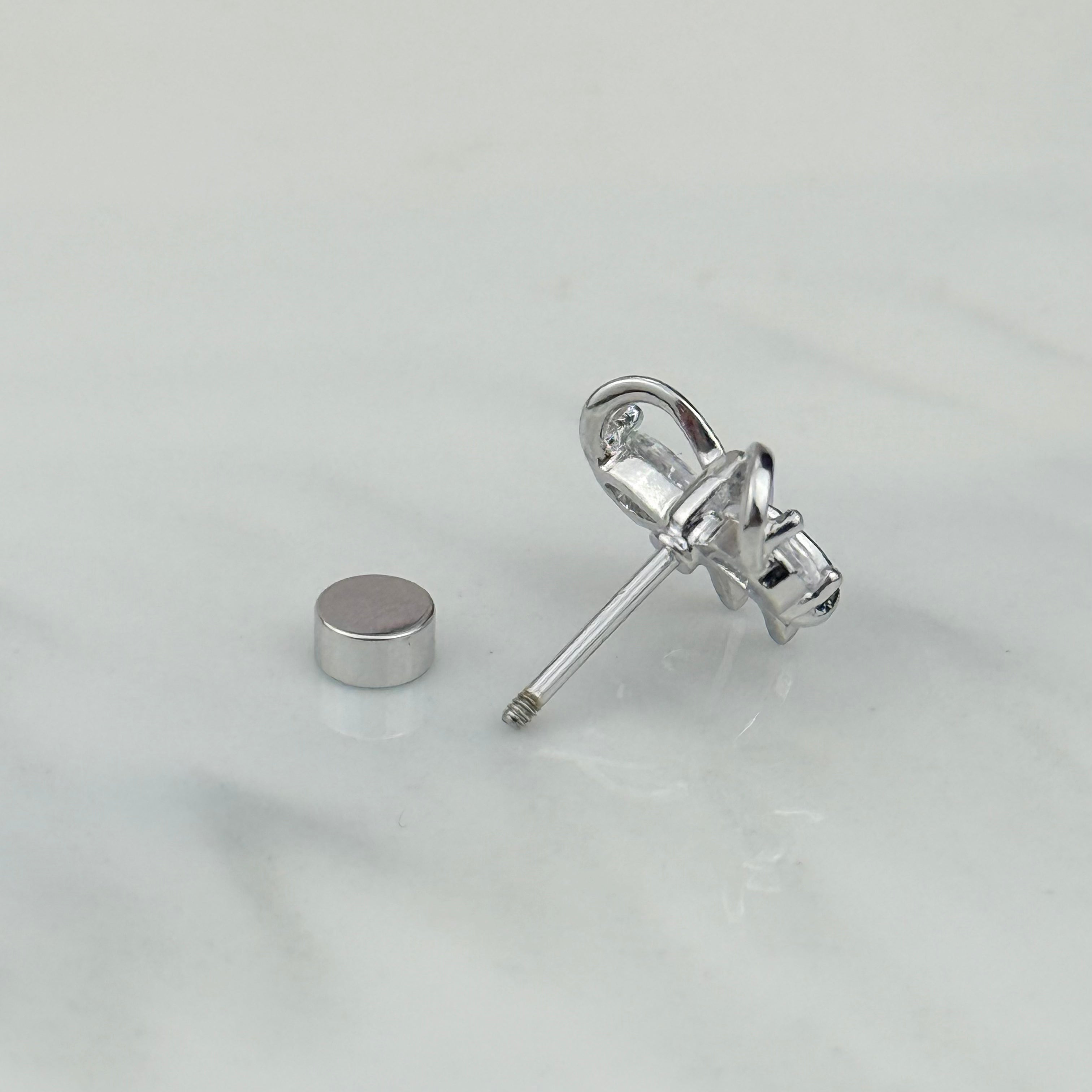 Crystal Bow Surgical Steel Flat Back Stud Earrings