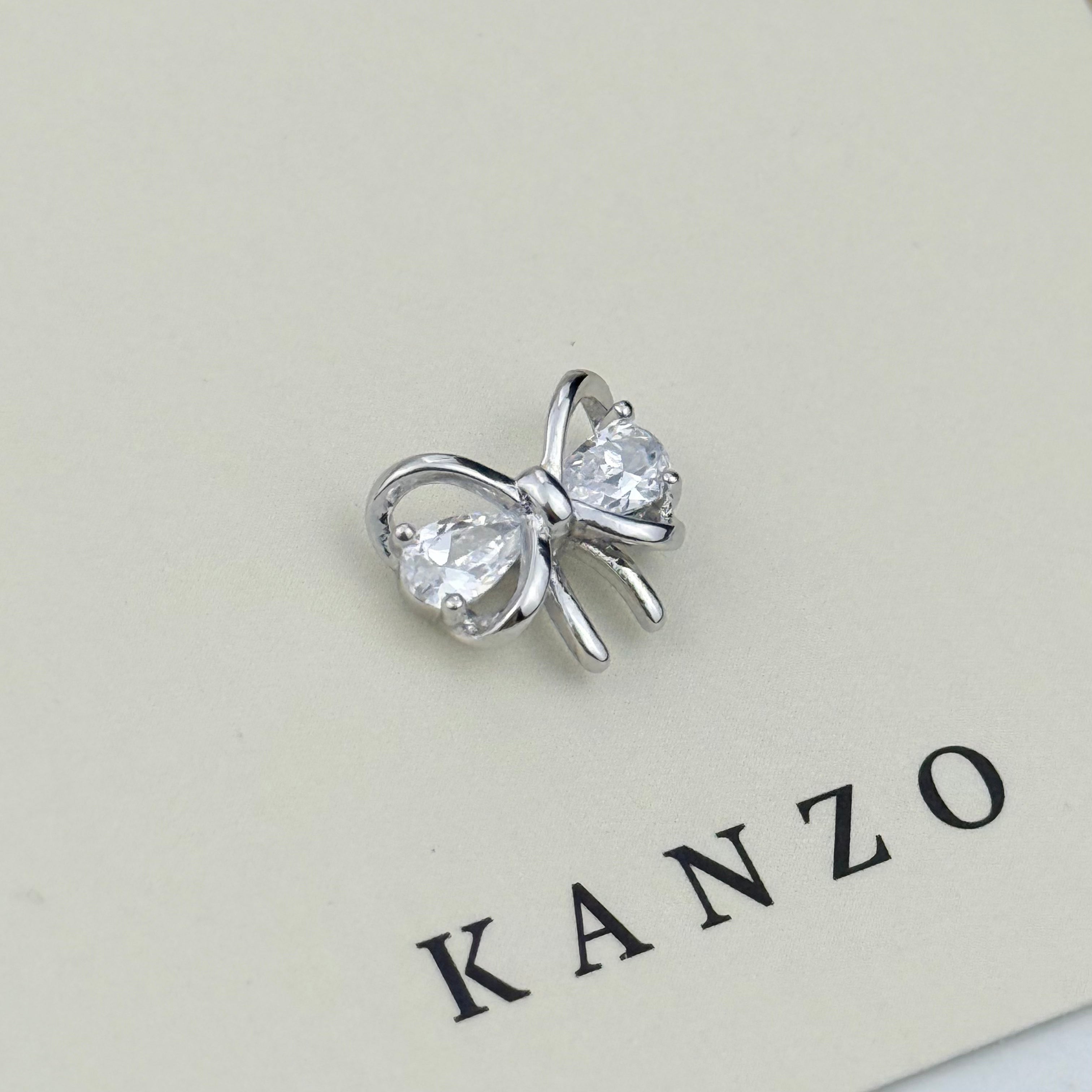 Crystal Bow Surgical Steel Flat Back Stud Earrings